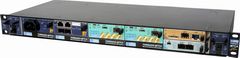 Modular TORNADO-RxMTCA radio-monitoring system with high-performance DSP comprising two F/S TORNADO-ARX1 radio-processing AMC-modules, M/S TORNADO-A6678 AMC-module and T/AX-DSFPX network AMC-module in 19" 1U 6-slot MicroTCA chassis with 10GbE backplane switch