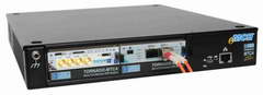 TORNADO-mMTCA modular DSP mini-system including TORNADO-AZ/FMC AMC-module with FMC-submodule and T/AX-DSFPX AMC-module with 10GbE SFP+ ports all installed into dual-slot MicroTCA mini chassis with passive backplane